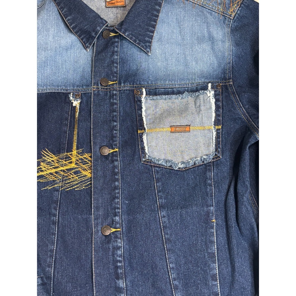 Vintage ENYCE Denim Set 2003 Jacket Large Jeans 32 Y2K Hip Hop Embroidered - Picture 4 of 10